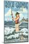 Boca Grande, Florida - Pinup Girl Fishing-Lantern Press-Mounted Art Print