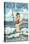 Boca Grande, Florida - Pinup Girl Fishing-Lantern Press-Stretched Canvas