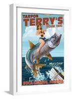 Boca Grande, Florida - Pinup Girl Tarpon Fishing-Lantern Press-Framed Art Print