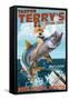 Boca Grande, Florida - Pinup Girl Tarpon Fishing-Lantern Press-Framed Stretched Canvas