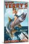 Boca Grande, Florida - Pinup Girl Tarpon Fishing-Lantern Press-Mounted Art Print