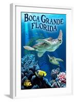 Boca Grande, Florida - Sea Turtle Fishing-Lantern Press-Framed Art Print
