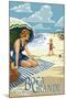 Boca Grande, Florida - Woman and Beach Scene-Lantern Press-Mounted Art Print