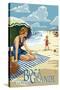 Boca Grande, Florida - Woman and Beach Scene-Lantern Press-Stretched Canvas