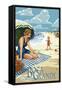Boca Grande, Florida - Woman and Beach Scene-Lantern Press-Framed Stretched Canvas