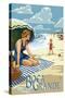 Boca Grande, Florida - Woman and Beach Scene-Lantern Press-Stretched Canvas
