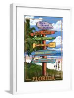 Boca Grande Marina, Florida - Destination Signpost-Lantern Press-Framed Art Print