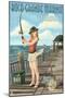 Boca Grande Marina, Florida - Pinup Girl Fishing-Lantern Press-Mounted Art Print