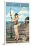 Boca Grande Marina, Florida - Pinup Girl Fishing-Lantern Press-Framed Art Print