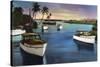 Boca Raton, Florida - Deep Sea Fishing Fleet Scene-Lantern Press-Stretched Canvas