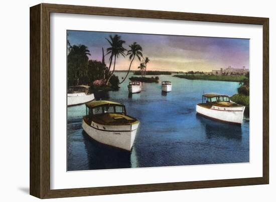 Boca Raton, Florida - Deep Sea Fishing Fleet Scene-Lantern Press-Framed Art Print
