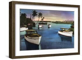 Boca Raton, Florida - Deep Sea Fishing Fleet Scene-Lantern Press-Framed Art Print