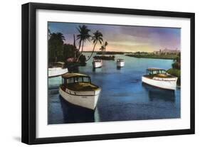 Boca Raton, Florida - Deep Sea Fishing Fleet Scene-Lantern Press-Framed Art Print