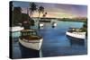 Boca Raton, Florida - Deep Sea Fishing Fleet Scene-Lantern Press-Stretched Canvas