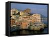 Boccadasse Quarter, Genes, Genova (Genoa), Liguria, Italy-Bruno Morandi-Framed Stretched Canvas