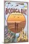 Bodega Bay, California - Beach Montage-Lantern Press-Mounted Art Print