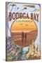 Bodega Bay, California - Beach Montage-Lantern Press-Stretched Canvas