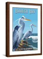 Bodega Bay, California - Blue Heron-Lantern Press-Framed Art Print