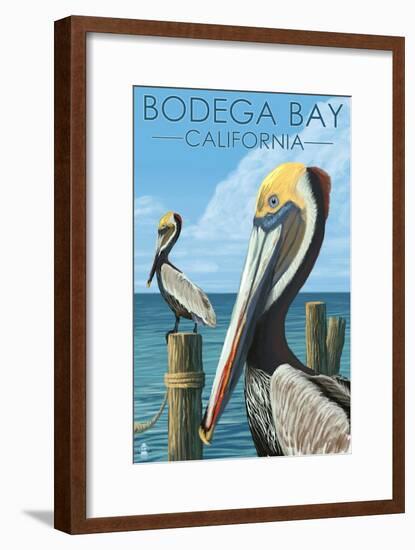 Bodega Bay, California - Brown Pellican-Lantern Press-Framed Art Print
