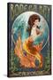 Bodega Bay, California - Mermaid-Lantern Press-Stretched Canvas