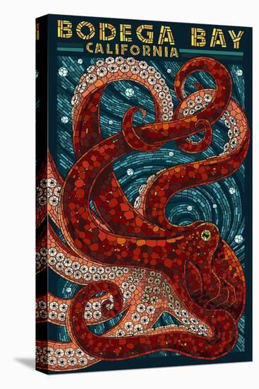 Bodega Bay, California - Octopus Mosaic-Lantern Press-Stretched Canvas