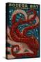 Bodega Bay, California - Octopus Mosaic-Lantern Press-Stretched Canvas