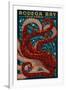 Bodega Bay, California - Octopus Mosaic-Lantern Press-Framed Art Print