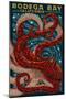 Bodega Bay, California - Octopus Mosaic-Lantern Press-Mounted Art Print
