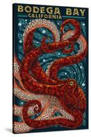 Bodega Bay, California - Octopus Mosaic-Lantern Press-Stretched Canvas