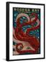 Bodega Bay, California - Octopus Mosaic-Lantern Press-Framed Art Print