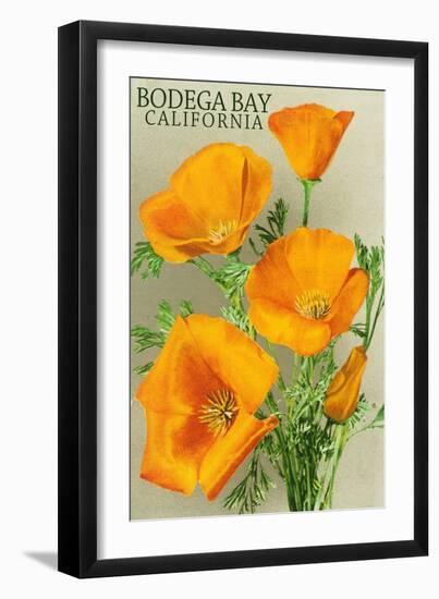Bodega Bay, California - Poppy-Lantern Press-Framed Art Print