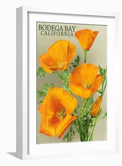 Bodega Bay, California - Poppy-Lantern Press-Framed Art Print