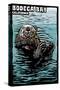 Bodega Bay, California - Sea Otter - Scratchboard-Lantern Press-Stretched Canvas