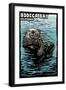 Bodega Bay, California - Sea Otter - Scratchboard-Lantern Press-Framed Art Print
