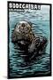 Bodega Bay, California - Sea Otter - Scratchboard-Lantern Press-Mounted Art Print