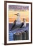 Bodega Bay, California - Seagull-Lantern Press-Framed Art Print