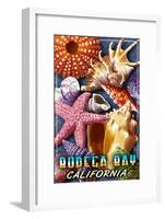 Bodega Bay, California - Shell Montage-Lantern Press-Framed Art Print