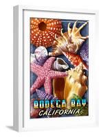 Bodega Bay, California - Shell Montage-Lantern Press-Framed Art Print