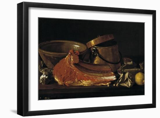 Bodegón con chuletón, condimentos y recipientes, Late 18th century.-Luis Egidio Meléndez-Framed Giclee Print