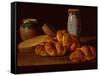 Bodegon with Bread, two Sweet Boxes, a Honey Pot and a Ceramic Jar-Luis Menendez or Melendez-Framed Stretched Canvas