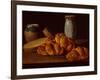Bodegon with Bread, two Sweet Boxes, a Honey Pot and a Ceramic Jar-Luis Menendez or Melendez-Framed Giclee Print