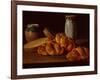 Bodegon with Bread, two Sweet Boxes, a Honey Pot and a Ceramic Jar-Luis Menendez or Melendez-Framed Giclee Print