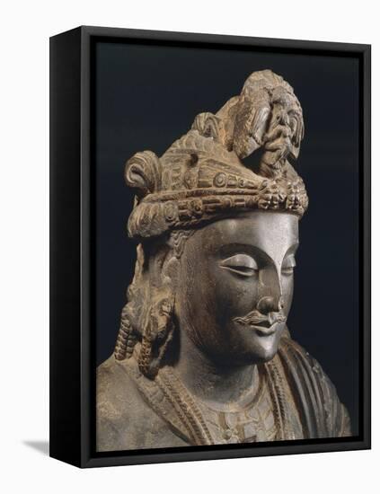 Bodhisattva, Grey Shale Greek-Style Buddhist Statue, from Peshawar Region, Pakistan-null-Framed Stretched Canvas