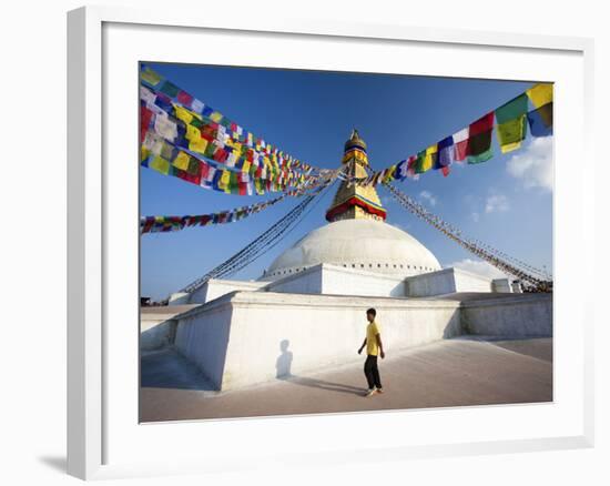 Bodhnath Stupa (Boudhanth) (Boudha) One of the Holiest Buddhist Sites in Kathmandu, UNESCO World He-Lee Frost-Framed Photographic Print