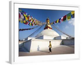 Bodhnath Stupa (Boudhanth) (Boudha) One of the Holiest Buddhist Sites in Kathmandu, UNESCO World He-Lee Frost-Framed Photographic Print