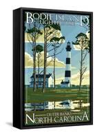 Bodie Island Lighthouse - Outer Banks, North Carolina-Lantern Press-Framed Stretched Canvas