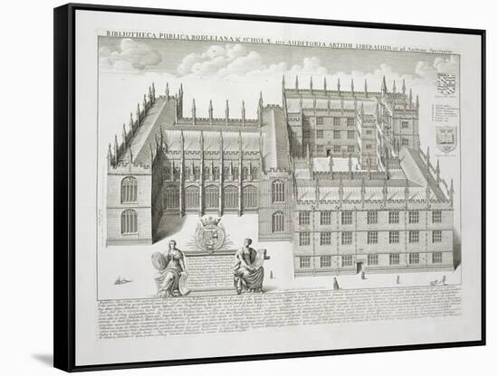 Bodleian Library, Oxford, from 'Oxonia Illustrata', Published 1675 (Engraving)-David Loggan-Framed Stretched Canvas