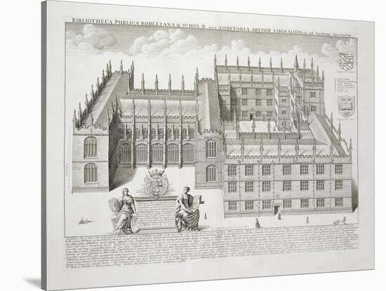 Bodleian Library, Oxford, from 'Oxonia Illustrata', Published 1675 (Engraving)-David Loggan-Stretched Canvas