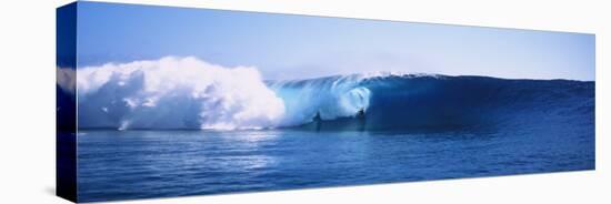 Body Boarder Surfing in the Ocean, Tahiti, French Polynesia-null-Stretched Canvas