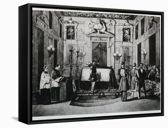 Body of Alessandro Manzoni in Mortuary Chapel at Palazzo Marino, 1873-null-Framed Stretched Canvas